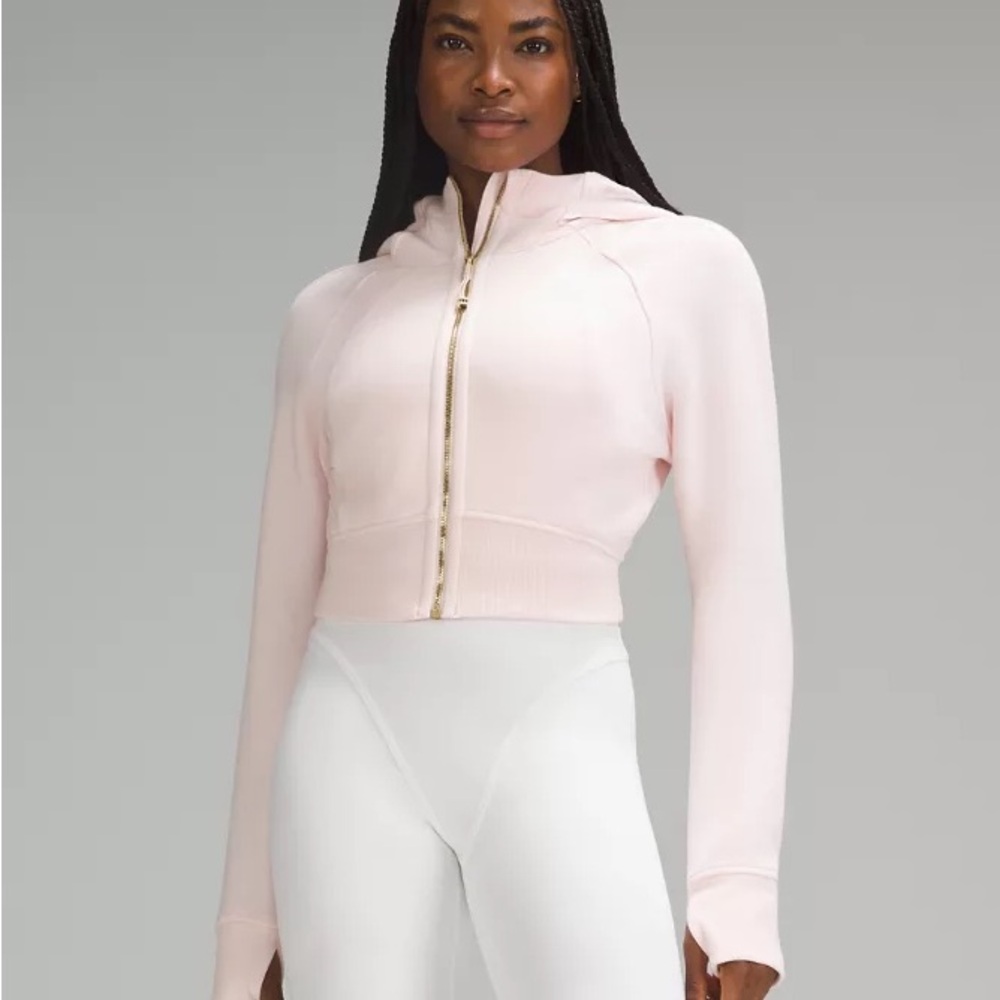 Lululemon Scuba Full Zip Cropped Hoodie Milk Shake Pink